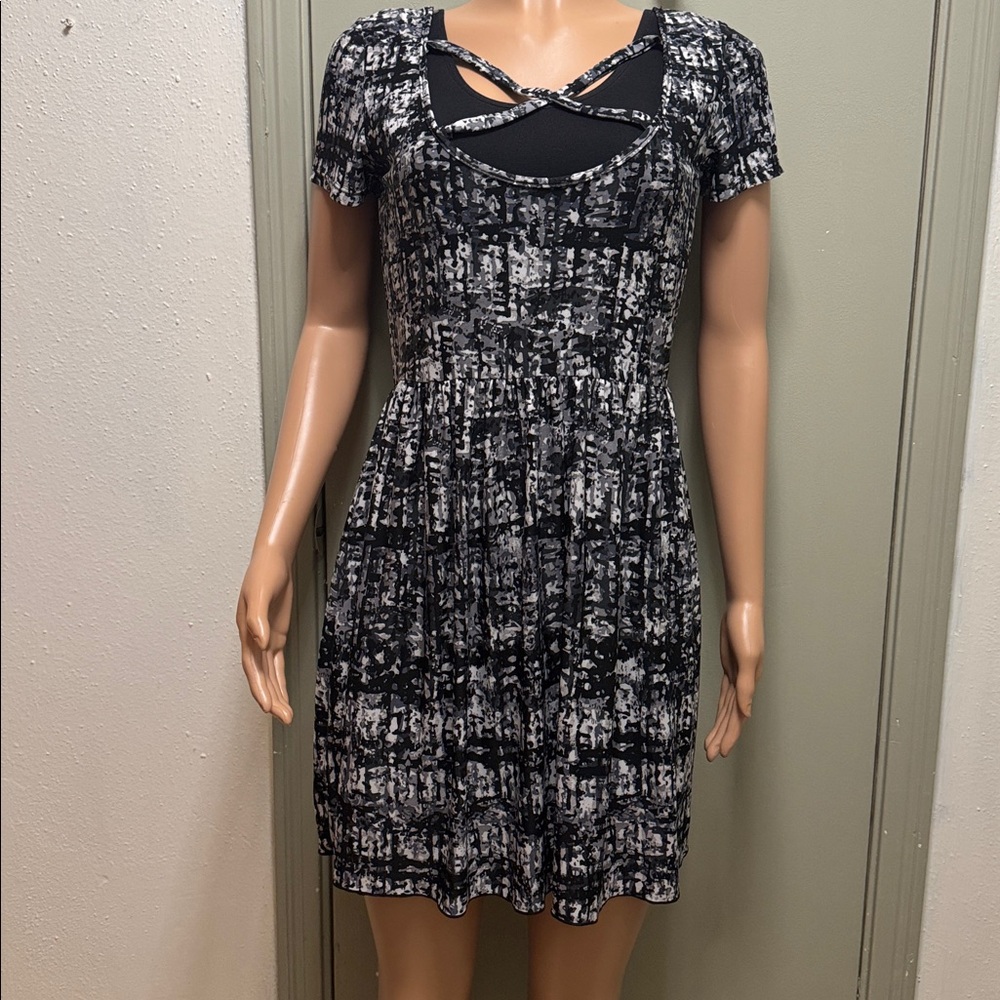 Stylish Black and Gray Medi Women's Dress